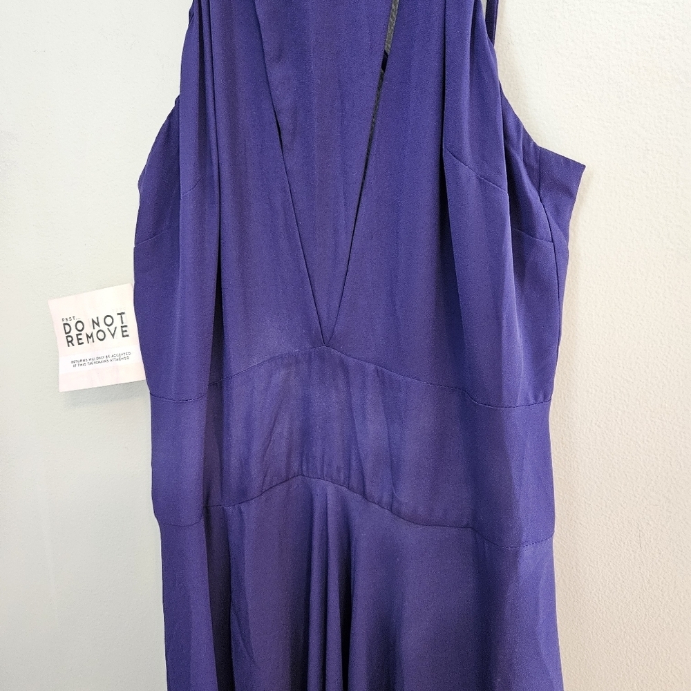 Fame and Partners Gown Purple Maxi Dress Cutouts Sleeveless Formal Slit Womens 6 - Picture 3 of 11